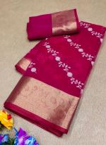 Organza Rani Pink Festival Wear Zari Work Saree